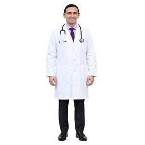 Bata de Laboratorio Unisex para Médico, Algodón y Elastano, 140 GSM, Manga Larga, Cierre de Botones, Logotipo Personalizado, Uniforme de Hospital - Product Image 1