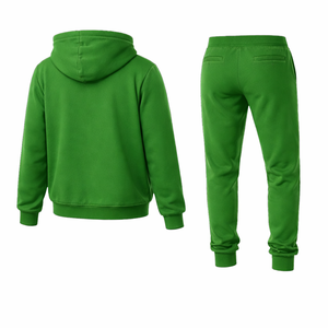 Ensemble de survêtement de sport pour homme, vert uni imprimé, sweat à capuche et pantalon de jogging en molleton respirant, vêtements de sport pour l'entraînement, logo personnalisé - Product Image 3