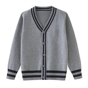 Cardigan respirant bicolore à col en V pour homme, pull en tricot à manches rayées style universitaire pour tenue d'équipe professionnelle - Product Image 5