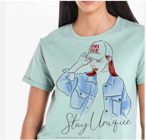 NOVEDAD DE VERANO 2024, camisetas populares con estampado personalizado para mujeres americanas, transpirable, 100% algodón, peso pesado, liso, tela informal alta - Product Image 4