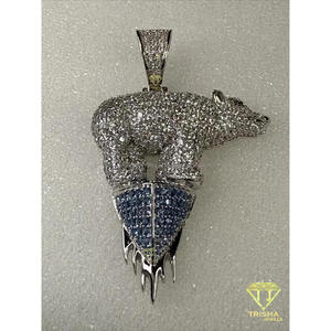 Iced Out Polar "Bear" <b>Pendant</b> <b>Necklace</b> 925 Sterling <b>Silver</b> with VVS Lab Grown Diamonds Luxury Bling For <b>Mens</b> - Product Image 5