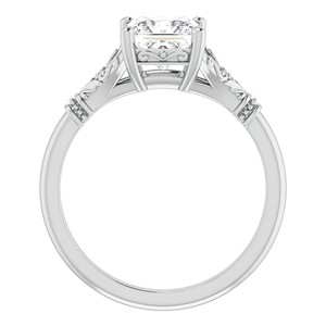 Bague de fiançailles vintage en or blanc massif 14 carats, style antique, avec moissanite taille princesse gravée de 1,25 carat - Product Image 6