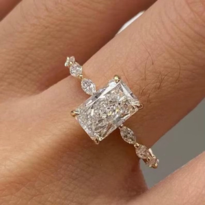 Moissanite Bridal Ring 14K Yellow Gold Lab Grown Moissanite Engagement Ring Wedding Jewelry <b>Gift</b> For Her - Product Image 1