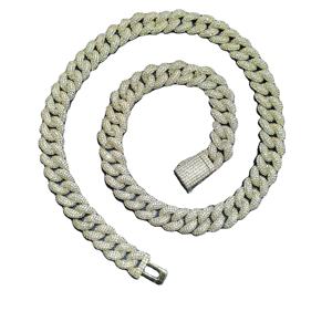 Personalizado VVS Moissanite diamante plata esterlina chapado en oro blanco Hip Hop rapero estilo totalmente helado cadena de eslabones cubanos para hombres - Product Image 1