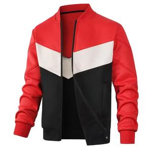 Blouson Bomber Homme Slim en Jean PU à Capuche, Col Montant, Blocs de Couleurs, Fermeture Éclair, Tissu Respirant, Décoration Effilochée - Décontracté - Product Image 2
