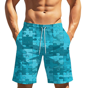 Men's Solid Color Cotton Shorts <b>Mid</b> Waist Drawstring Casual Breathable OEM Supply - Product Image 2
