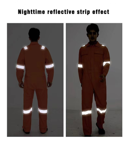 YS <b>Men</b> Work Coverall Cotton Reflective Safety <b>Overalls</b> Blue Red Orange Gray Uniforms with Logo Printing - Product Image 5