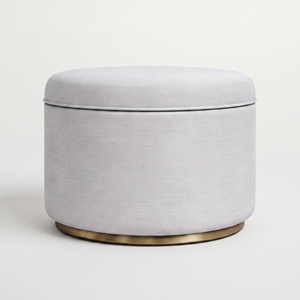 Scandinavian Modern Fabric Ottoman <b>Stool</b> Round Upholstered <b>Seat</b> Metal Base Non-Foldable for Home Hotel Living Room Decoration - Product Image 1