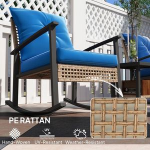 Set di Sedie a Dondolo in Rattan per Arredamento da Giardino, Patio o Balcone per Uso Esterno - Product Image 5