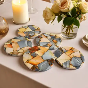 Posavasos de Piedra Preciosa de Jaspe Maligano Premium |   Posavasos de Piedra Natural |   Decoración de Mesa en Tonos Tierra de 4 Pulgadas |   Artículos de Regalo de Lujo - Product Image 2