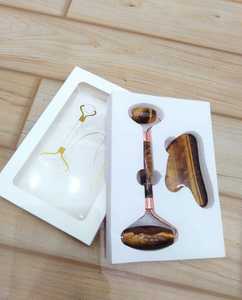 All multi colour crystal message <b>roller</b> Tiger Eye Facial <b>Roller</b> With Gua Sha Tool Polished Stone Set For Face <b>Massage</b> - Product Image 1