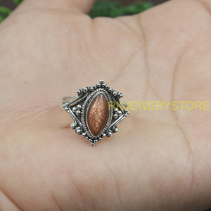 Natural Sunstone 925 Sterling <b>Silver</b> <b>Ring</b> Handmade Vintage Designer Marquise Cabochon Gemstone Jewelry Women <b>Statement</b> <b>Ring</b> Men - Product Image 5