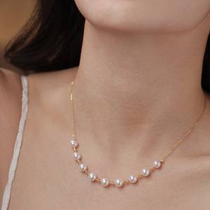 Collar de Perlas de Agua Dulce Natural Simple y Elegante, Chapado en Oro Genuino, Clásico en Forma de Y para Mujer - Product Image 2