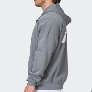 Men's Oversized Hooded <b>Fleece</b> <b>Sweatshirt</b> Solid Color Pocket Casual Knitted Autumn Wear 100% Cotton Regular Fit - Product Image 2