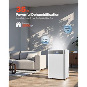 Deumidificatore da 35 Pint per Casa, Seminterrato, Camper/Auto, Controllo Intelligente dell'Umidità R410A, Bassa Rumorosità, Tubo di Scarico per Uso Commerciale/Industriale - Product Image 2