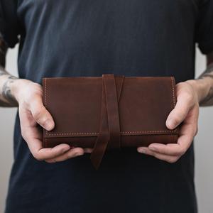 Étui de rangement pour pipe en cuir véritable vintage personnalisé de qualité supérieure, fait main, avec fermeture éclair, accessoires de voyage PRB-0005 - Product Image 1