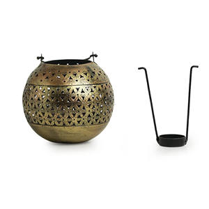 Pot d'encens de luxe du moyen-orient en laiton, bougie chauffe-plat et brûleur d'encens faits à la main et peints à la main dans une finition rustique antique - Product Image 6