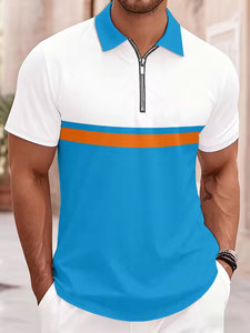 Men's Anti-Wrinkle Breathable Casual <b>Button</b>-<b>Up</b> <b>Shirt</b> Orange <b>Black</b> Knitted Spandex/Polyester Short Sleeve Front Logo Plain Dyed - Product Image 5