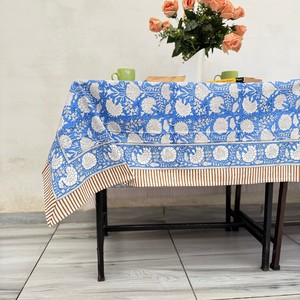 Hand Block Cotton Eco-Friendly Luxury Natural Style Floral Print <b>Tablecloth</b> Home Decoration Wedding Garden Party <b>Table</b> Runner - Product Image 1