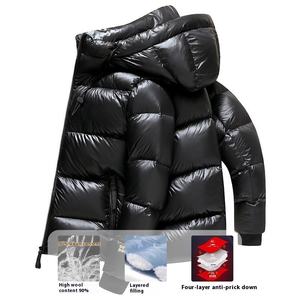<b>Men's</b> Black Hooded Puffer <b>Jacket</b> Windproof Zipper Closure Casual Winter Wear <b>Down</b> <b>Filling</b> Regular Fit Solid Color - Product Image 4