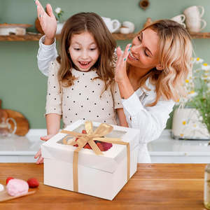 Portable Folding Clamshell <b>Cake</b> <b>Boxes</b> Eco-friendly Biodegradable Compostable Square Paper Board Glossy Lamination Embossed - Product Image 5