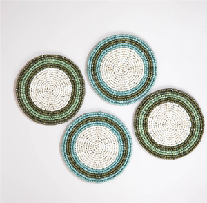 Sous-verres perlés de luxe faits à la main, écologiques, vert, bleu, blanc, napperons de table, sous-verres perlés, vente chaude - Product Image 1
