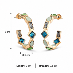 Fashion Anti-Tarnish Multicolor <b>Crystal</b> Hoop <b>Earrings</b> for Women Lightweight Stone <b>Studded</b> Wedding Jewelry (WE009Mul) - Product Image 5