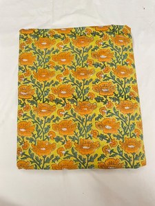 Yellow Floral Hand Block Printed Cotton <b>Fabric</b> Indian Jaipur Print Dress Material Sewing <b>Fabric</b> Wholesale - Product Image 1