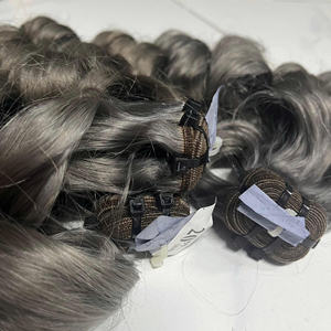 Vente en gros d'extensions de cheveux gris 100% de haute qualité tissage de cheveux humains vietnamiens rebondissants avec double extrémités dessinées - Product Image 2