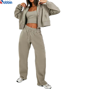 Women's Hooded <b>Tracksuit</b> Set Solid Color Full Length Sweatpants Loose Fit Casual Autumn Wear With Side Pockets - Product Image 3