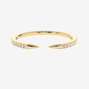Anillo Apilable Clásico de Oro Sólido de 14K con Baño de Rodio, Diamante Cultivado en Laboratorio con Certificación IGI, Engaste de Garra Abierta, 0.10 Ct, Pavé Minimalista, Regalo de Boda - Product Image 1