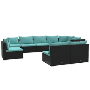 Grand ensemble de salon de jardin modulaire en polyrotin noir - Product Image 2