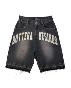 Custom Distressed Embroidery Men’s Oversized Baggy Jorts Denim Shorts 100% Cotton Washed <b>Knee</b>-Length Streetwear Fashion - Product Image 1