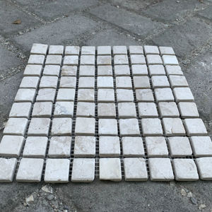 กระเบื้องโมเสคหินอ่อนสีครีมทรงสี่เหลี่ยมเล็ก - Product Image 1