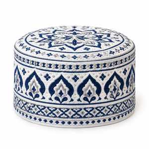 Chapeau Kufi Islamique Noir Argenté Gaufré pour Hommes, Bonnet de Prière Musulman Uni/En Tissu Respirant, Toutes Saisons, Style Ethnique Haut de Gamme - Product Image 2