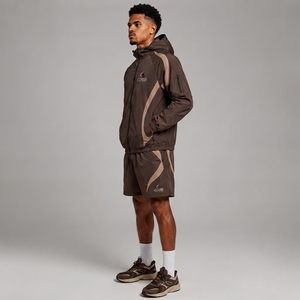 Men Windbreaker Tracksuit <b>Short</b> Set Full <b>Sleeve</b> <b>Jacket</b> Matching <b>Shorts</b> Comfortable Outdoor Fitness Clothing Travel Sportswear - Product Image 2