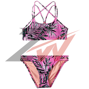 Conjunto de Bikini de Dos Piezas con Logotipo Personalizado, Corte Frontal con Lazos, para Niñas, Traje de Baño Deportivo para Niños, Fabricante OEM - Product Image 5