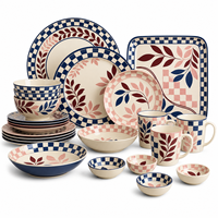Collection de vaisselle classique bleue à motifs floraux, vaisselle durable pour les hôtels, les restaurants, les buffets, la restauration, la maison, ensemble de vaisselle en mélamine