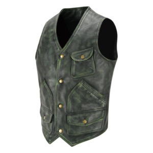 Chaleco de Cuero Genuino Encerado Vintage Personalizado para Hombre, Chaleco de Caza, Chaleco de Motero, Fabricante Mayorista OEM ODM - Product Image 4