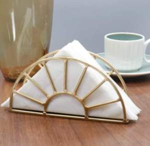 Creative 2 Slot Iron Napkin Holder with Round Base Rose Gold Copper <b>Paper</b> Dispenser Stand for <b>Kitchen</b> Countertop Napkin Holder - Product Image 6