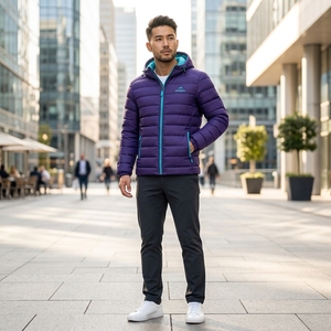 Veste matelassée à capuche pour homme, couleur violette, chaude, imperméable, légère, pour l'hiver et les activités de plein air, One Apex - Product Image 5