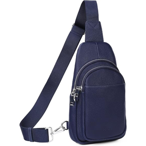 Mochila tipo bandolera con apariencia de cuero negro, bolso cruzado con múltiples bolsillos, bolsa de hombro para viajes al aire libre, uso diario - Product Image 5