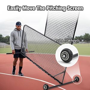 Rete da baseball a L per allenamento 84FT x 84FT, gabbia per pitching e batting con apertura da 42FT e ruote 84FT H x 84FT L - Product Image 4