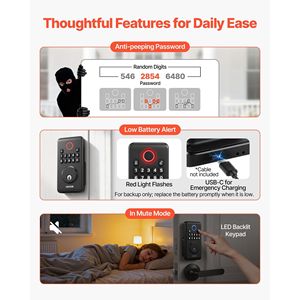 Set di Maniglie per Serratura Elettronica Senza Chiave con Design Innovativo e Facile Utilizzo, Serratura Intelligente con Tastierino e Leva - Product Image 6