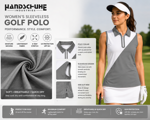 Chaleco Polo sin Mangas para Mujer, Diseño Color Block Gris y Blanco, Tejido Deportivo para Golf, Cierre con Botones, 100% Poliéster Transpirable - Product Image 5