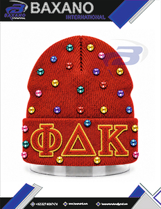 Gorro de Invierno de Punto Rojo con Adornos de Diamantes de Imitación para Mujer, Gorro de Invierno Bordado con Chenilla de la Hermandad NSPDK - Product Image 4