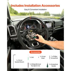 Volante de Fibra de Carbono para F150 2021-2024, Forma de D, Base Plana, Agarre de Cuero Antideslizante, Negro, Accesorios con Calefacción - Product Image 6