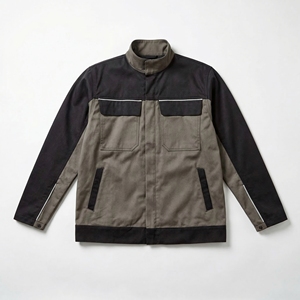 Chaqueta Utilitaria Verde Oliva con Contraste Negro |   Chaqueta de Trabajo con Cuello Alto |   Abrigo Urbano con Múltiples Bolsillos |   Fabricante OEM Personalizado - Product Image 1