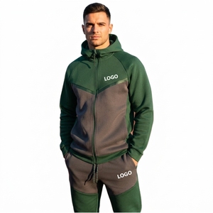 Ensemble de survêtements pour hommes en gros, personnalisé, de haute qualité, veste zippée et pantalon élégant, 2 pièces - Product Image 5