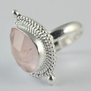 Bague en quartz rose en forme de poire, argent sterling 925, faite à la main, bijou de promesse, cadeau pour elle, sertissage clos, pierre de naissance de janvier - Product Image 5